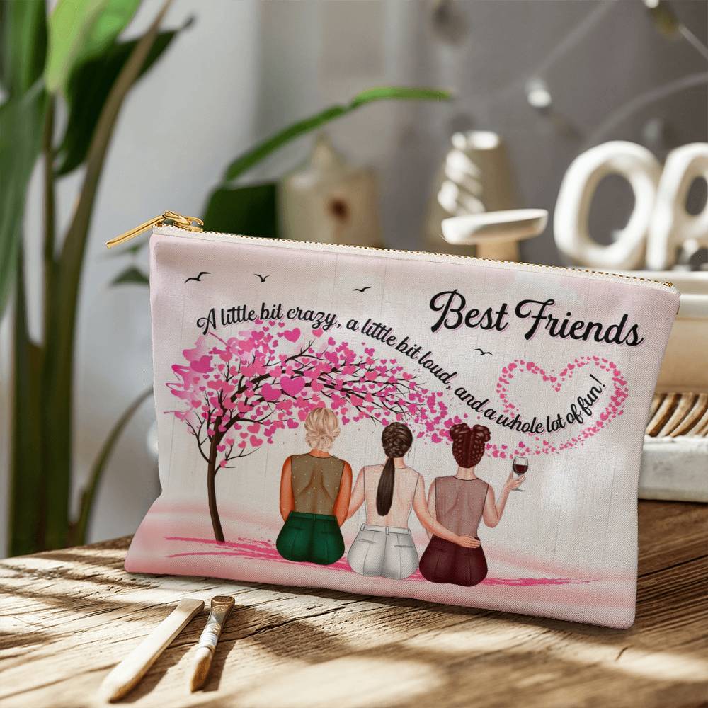 Custom Best Friend Makeup Bag - Personalized Characters Cosmetic Pouch