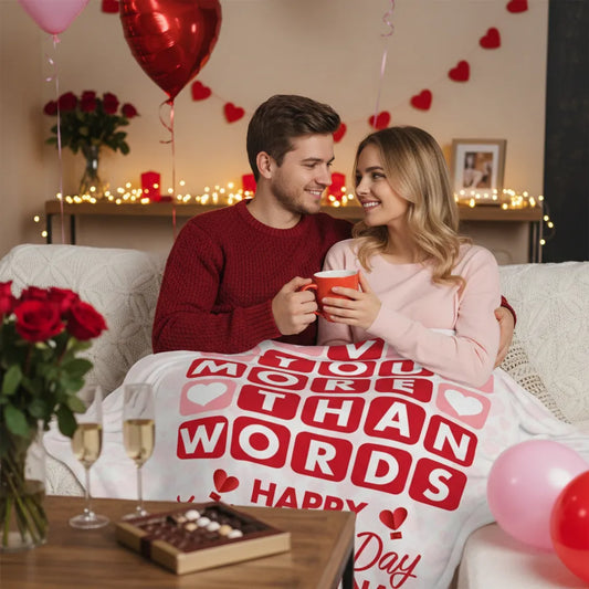 I Love You More Fleece Blanket – Personalized Valentine Couple Blanket