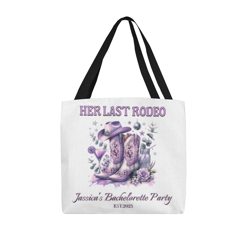 Personalized Her Last Rodeo Bachelorette Tote Bag – Custom Western Bridal Party Gift with Name & Date