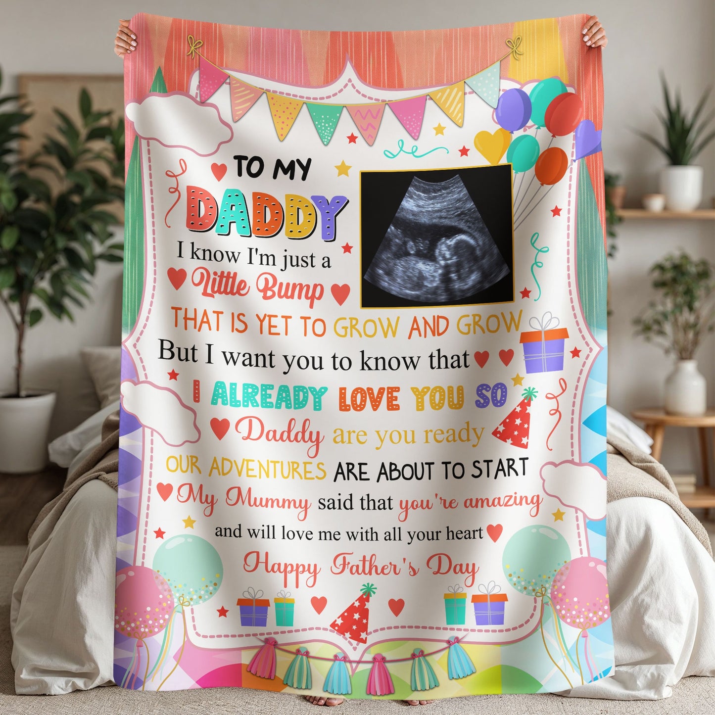 Custom Ultrasound Baby Bump Blanket – Father's Day Gift from Unborn Baby For Dad