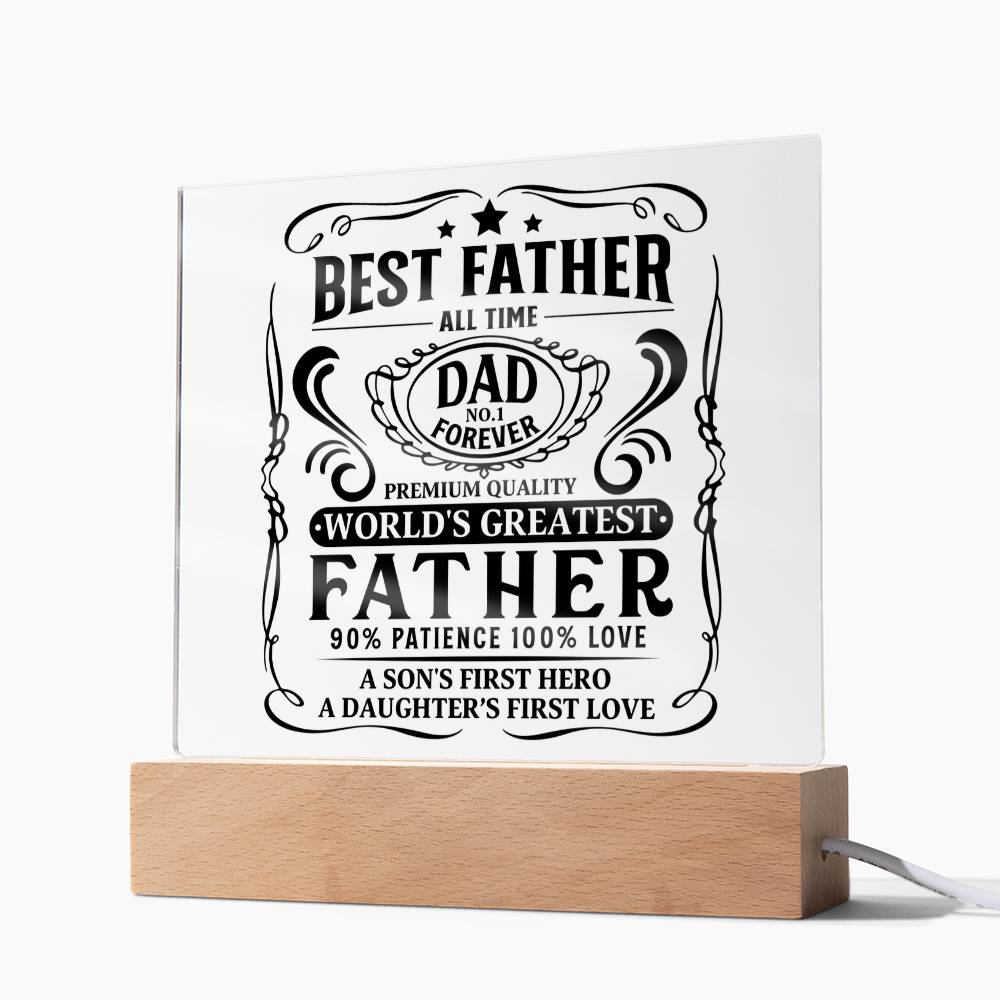 World’s Greatest Father Acrylic Plaque – Best Dad Gift for Father’s Day or Birthday