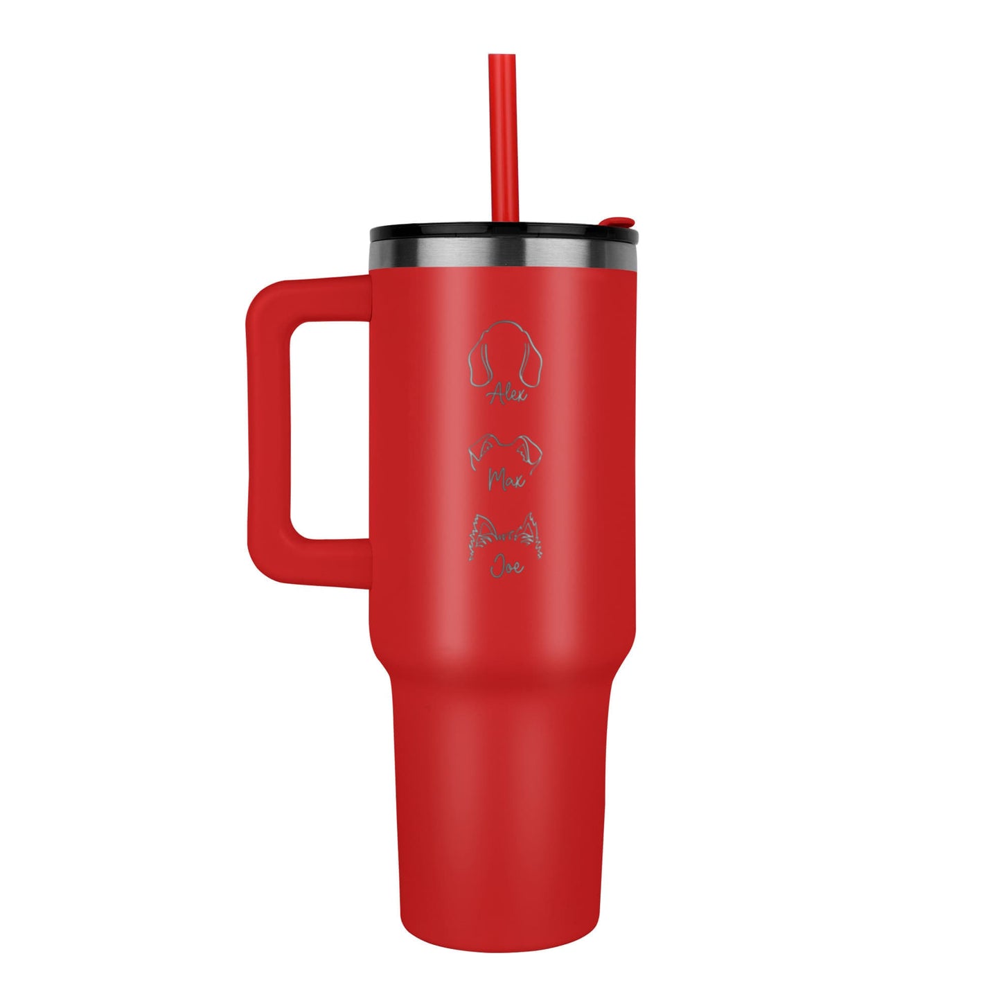 Custom Pet Name & Outline Tumbler – Personalized Dog & Cat Cup with Straw