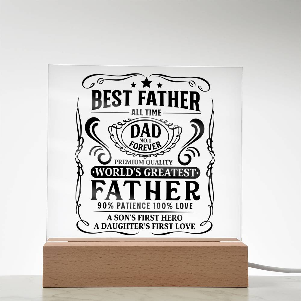 World’s Greatest Father Acrylic Plaque – Best Dad Gift for Father’s Day or Birthday