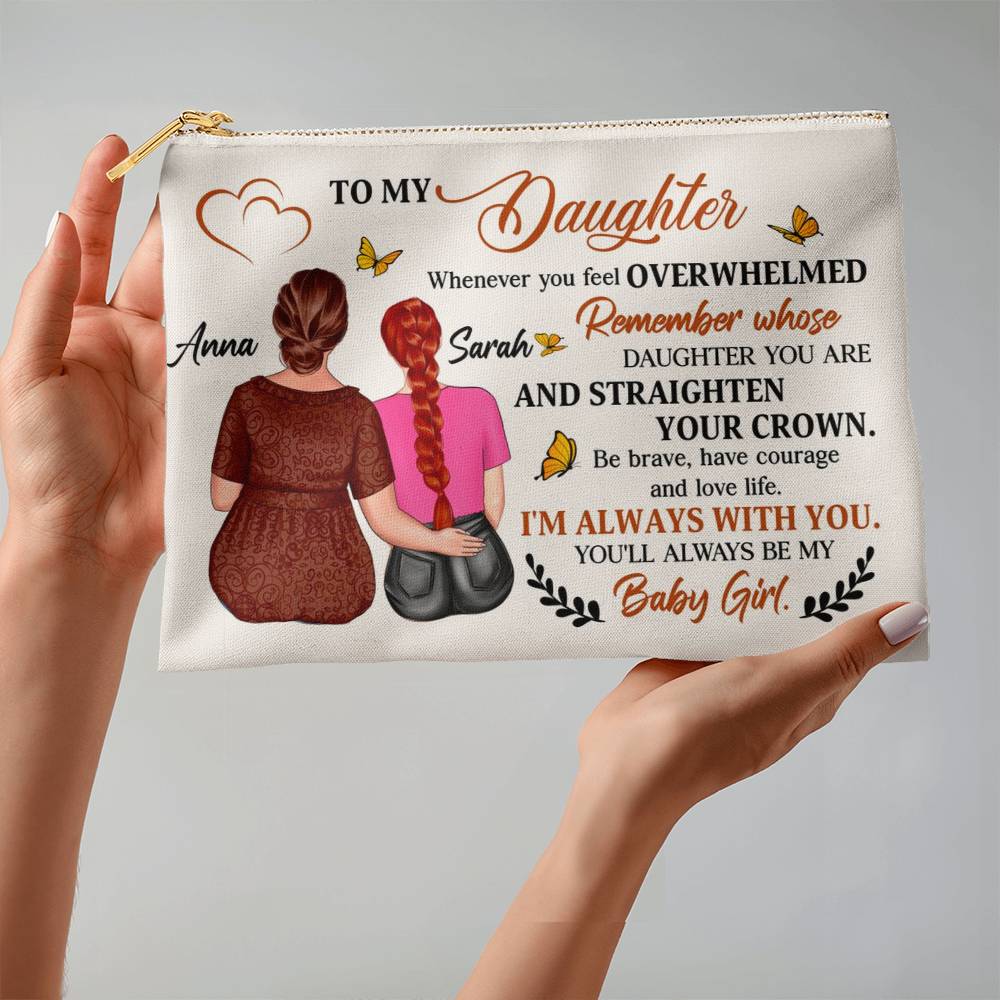 Personalized Makeup Bag from Mom to Daughter – Custom Gift with Names | Inspirational Mother to Daughter Birthday or Graduation Gift