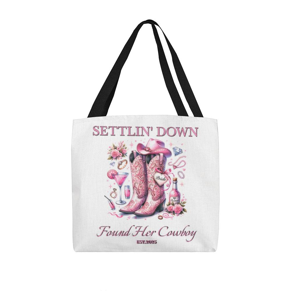 Custom Bride Tote – Settlin' Down Found Her Cowboy Bag with Date