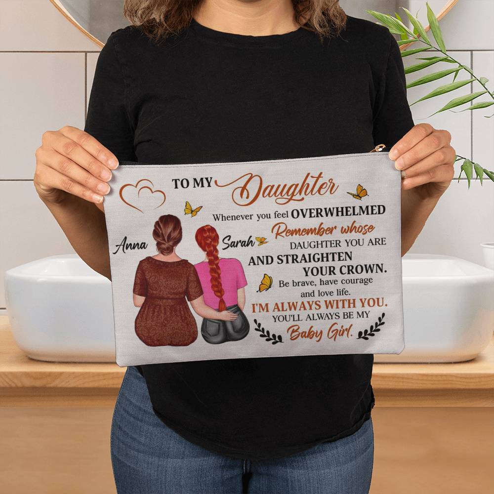 Personalized Makeup Bag from Mom to Daughter – Custom Gift with Names | Inspirational Mother to Daughter Birthday or Graduation Gift