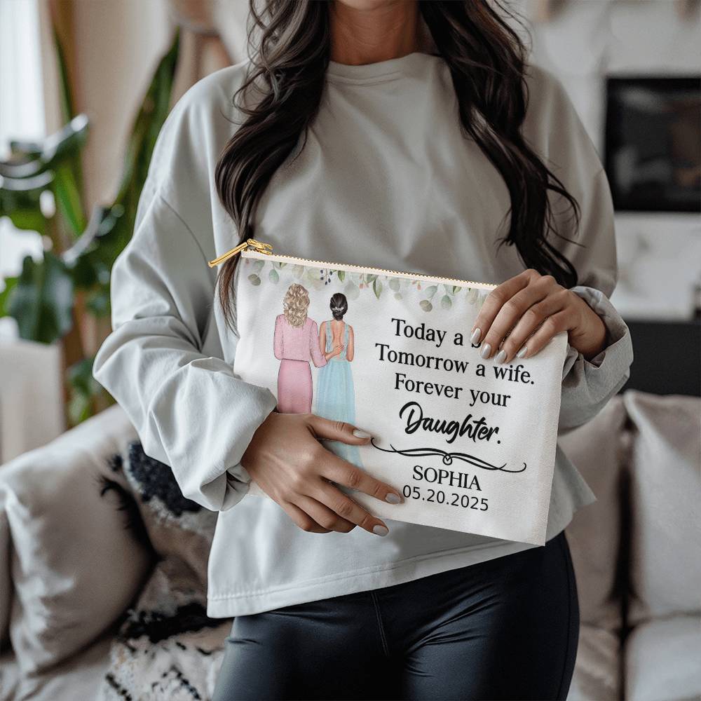 Custom Wedding Makeup Bag – "Forever Your Daughter" Gift from Bride to Mom