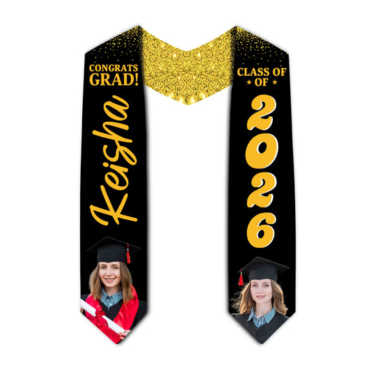 Graduation stole with name and photo collage 2026