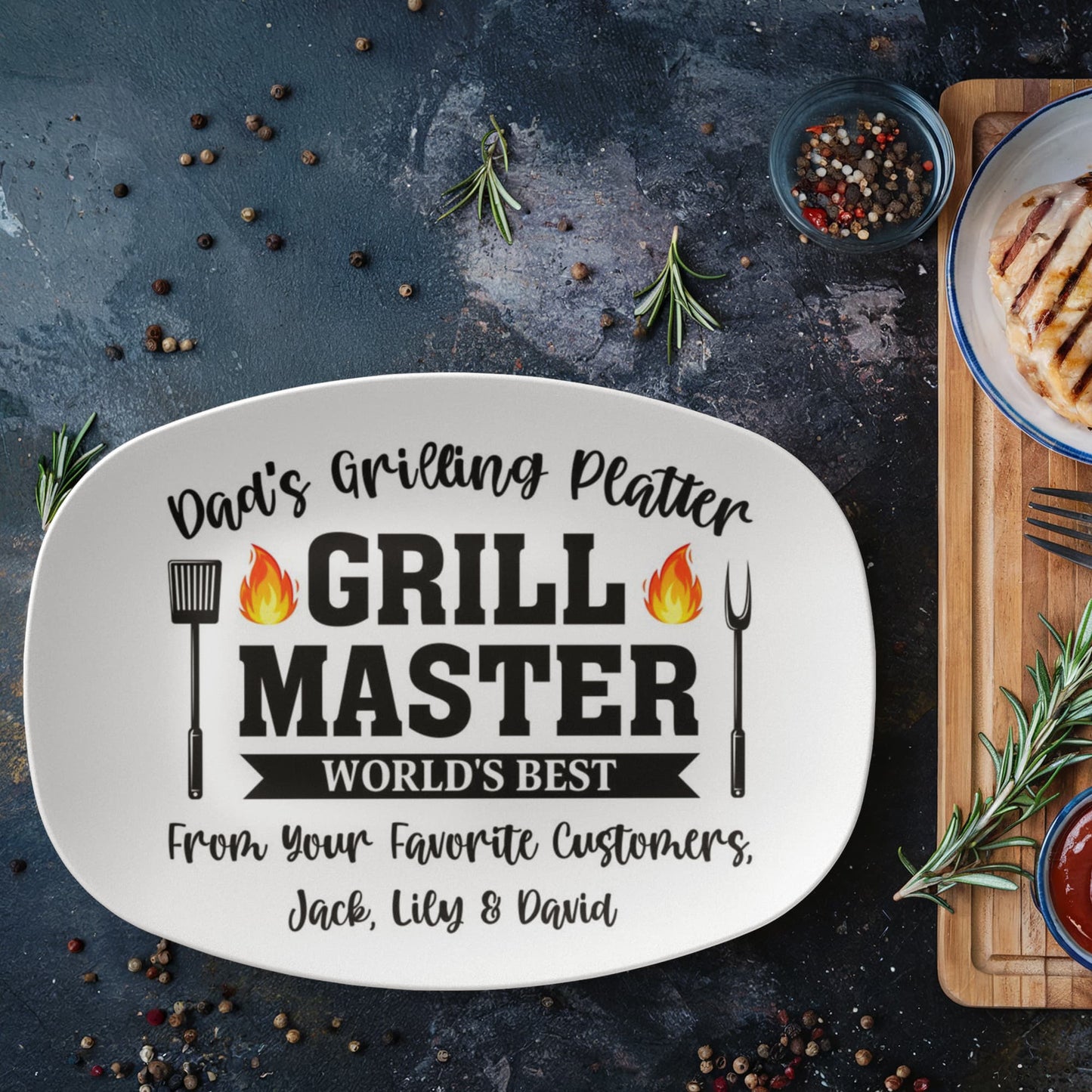 Personalized Grill Master Platter for Dad – Father’s Day BBQ Gift
