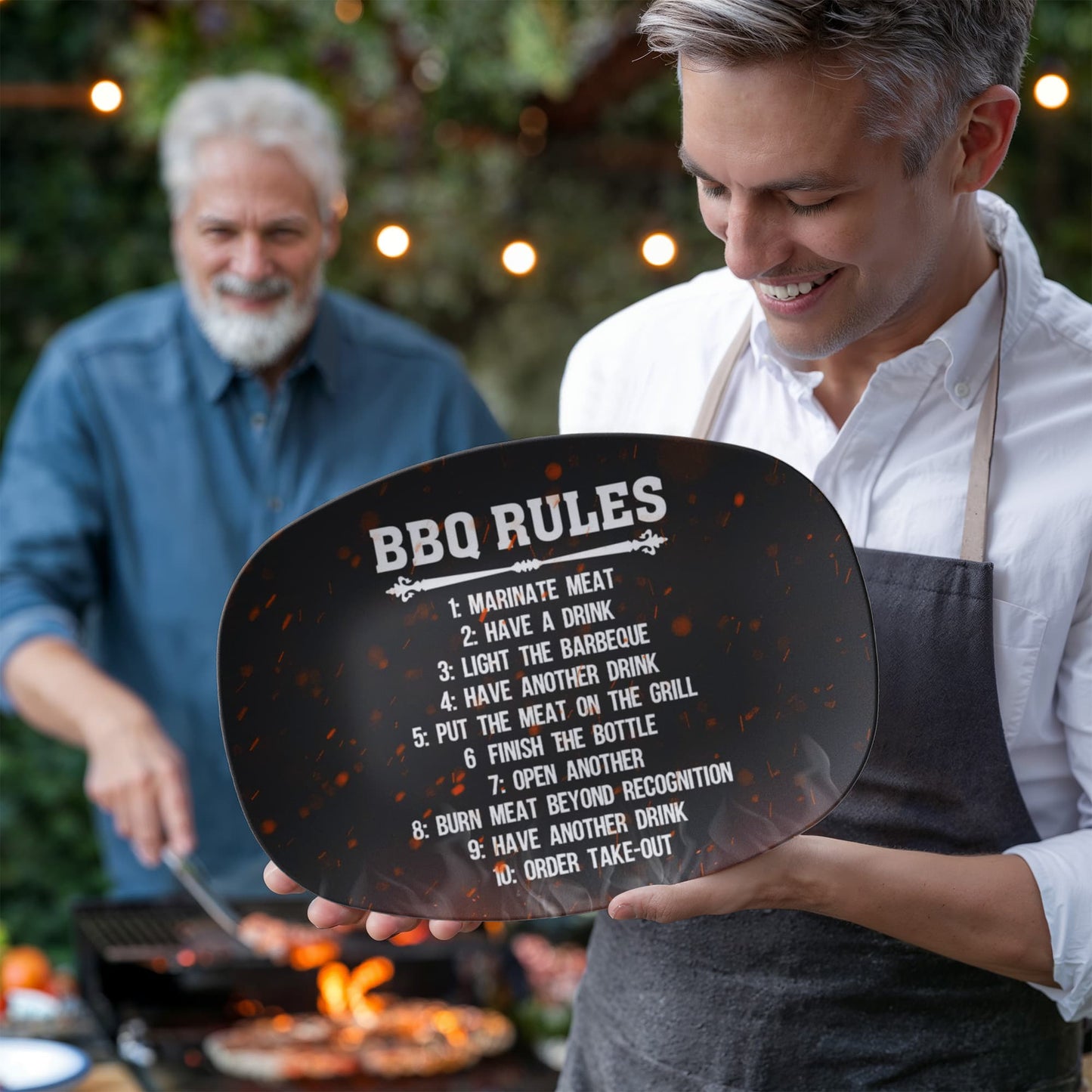 Funny BBQ Rules Serving Platter – Hilarious Grilling Gift for BBQ Lovers