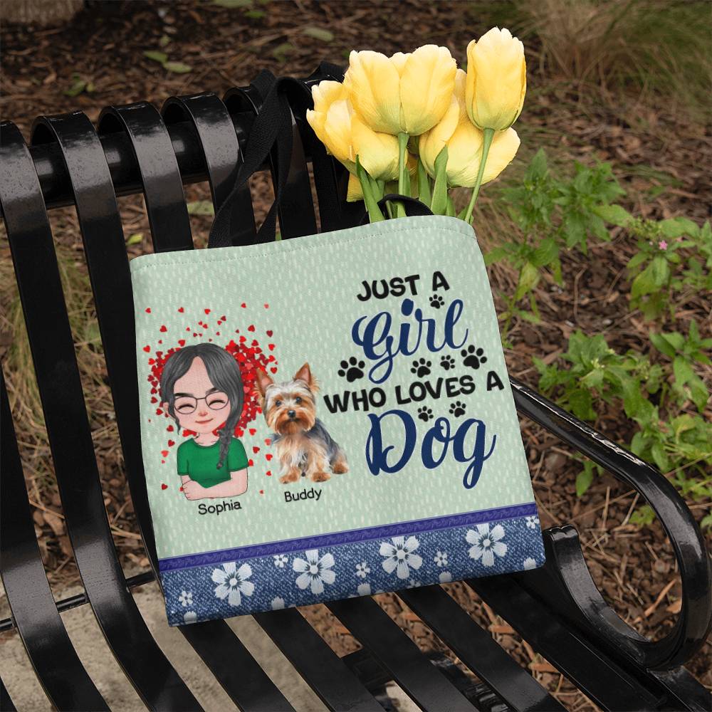 Custom “Just a Girl and Her Dog” Tote Bag with Name