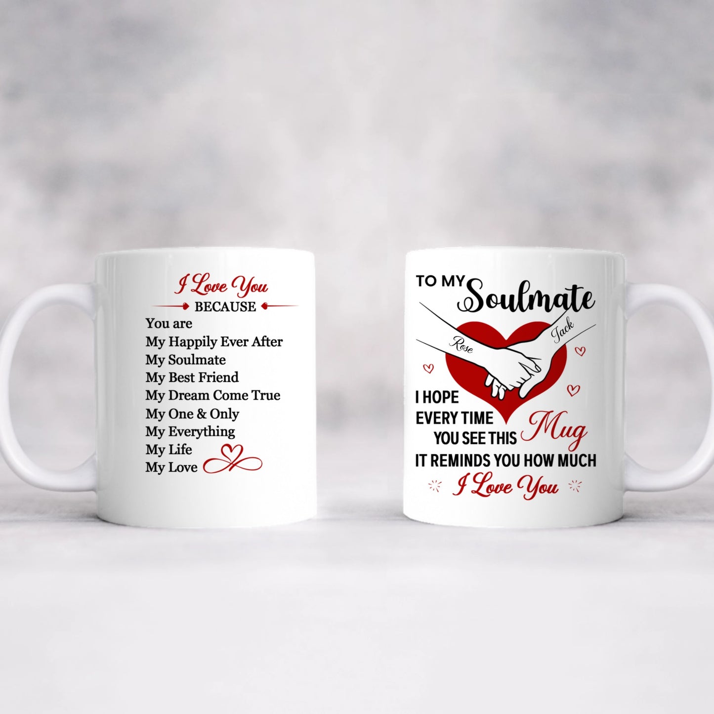 To My Soulmate Personalized Mug – Custom Valentine Gift with Couple Names