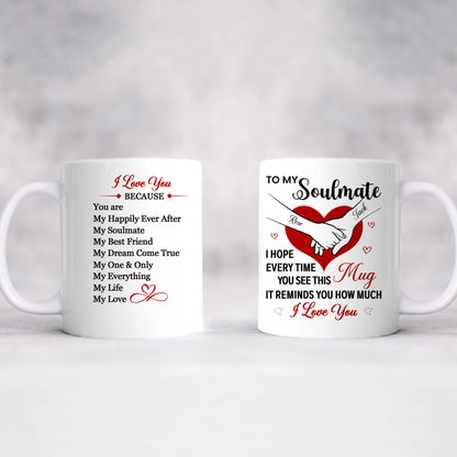 To My Soulmate Personalized Mug – Custom Valentine Gift with Couple Names