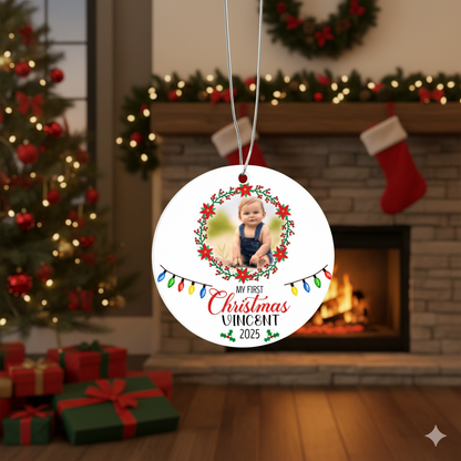 Custom Baby Ornament 2025 – My First Christmas Acrylic Photo Ornament with Name – Personalized Holiday Gift for Family