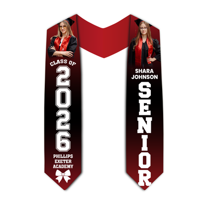 Class of 2026 senior stole personalized with pictures