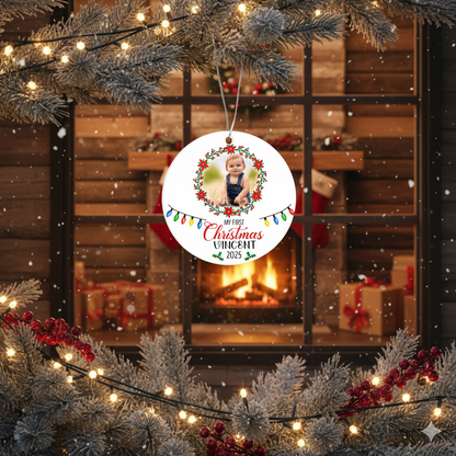 Custom Baby Ornament 2025 – My First Christmas Acrylic Photo Ornament with Name – Personalized Holiday Gift for Family