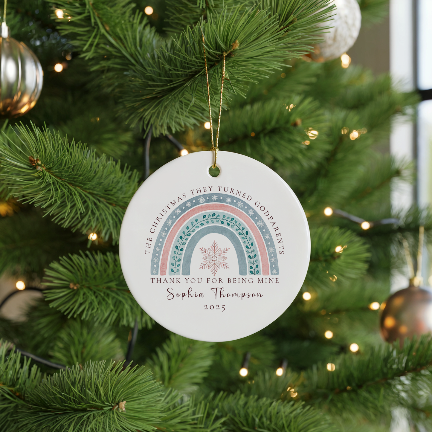 Personalized Godparent Ornament from Godchild – Custom Names & Year – Thank You Christmas Gift Keepsake