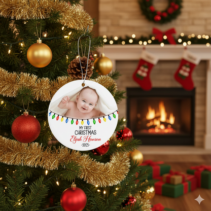 Personalized Baby’s First Christmas Acrylic Ornament 2025 | Custom Photo, Name & Date Keepsake Gift for New Parents