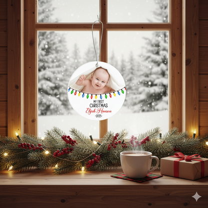 Personalized Baby’s First Christmas Acrylic Ornament 2025 | Custom Photo, Name & Date Keepsake Gift for New Parents