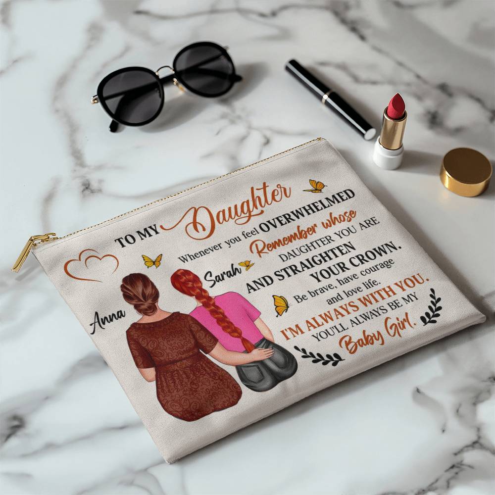 Personalized Makeup Bag from Mom to Daughter – Custom Gift with Names | Inspirational Mother to Daughter Birthday or Graduation Gift