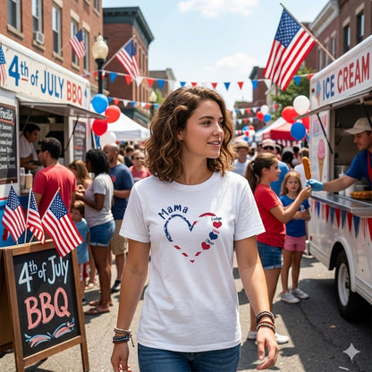 personalized mama patriotic shirt with kids names heart design