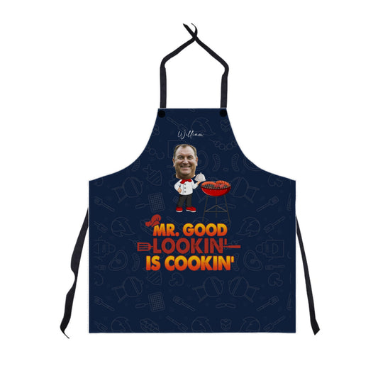 Custom Face & Name "Mr. Good Lookin’ Is Cookin’" BBQ Apron