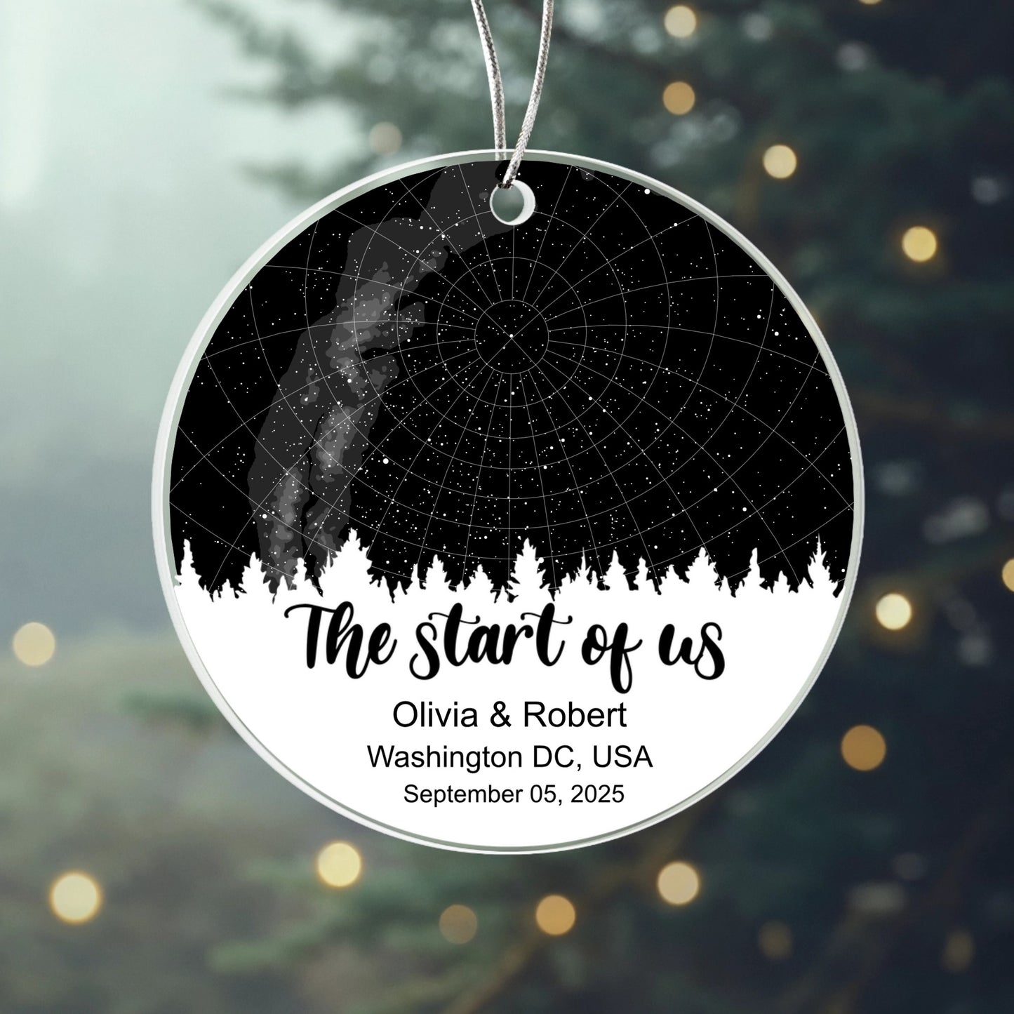 Personalized Star Map Ornament - "The Start of Us" Custom Couple Ornament - Names, Date & Location
