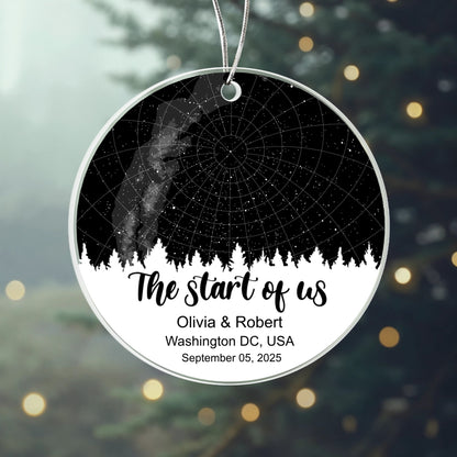 Personalized Star Map Ornament - "The Start of Us" Custom Couple Ornament - Names, Date & Location