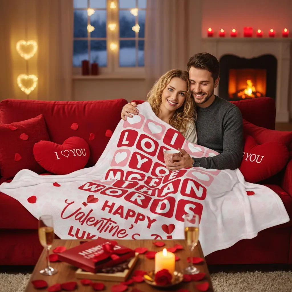 I Love You More Fleece Blanket – Personalized Valentine Couple Blanket