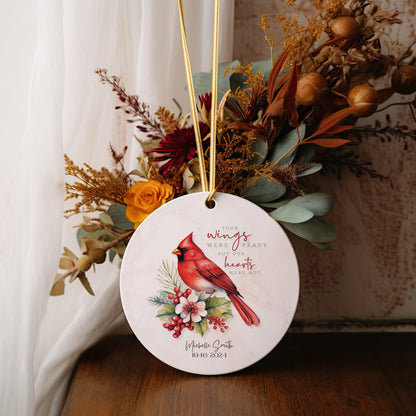 Personalized Memorial Ornament – “Your Wings Were Ready” Cardinal Remembrance Ornament – In Memory of Loved One Christmas Keepsake Gift