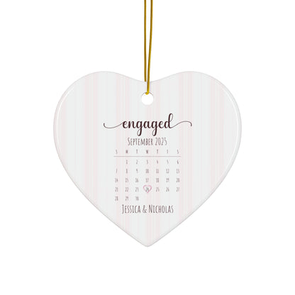 Personalized Engagement Ornament – Custom Heart-Shaped Ornament with Names & Engagement Date