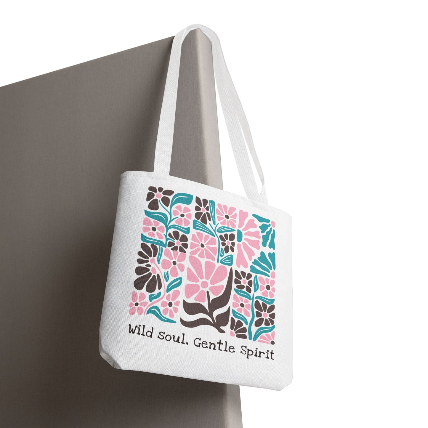 🛍️ Wild Soul, Gentle Spirit – Boho Floral Tote Bag  – Available in 3 Sizes & 2 Handle Colors