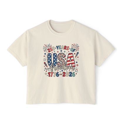 USA Freedom 250th Anniversary Women's Boxy Tee