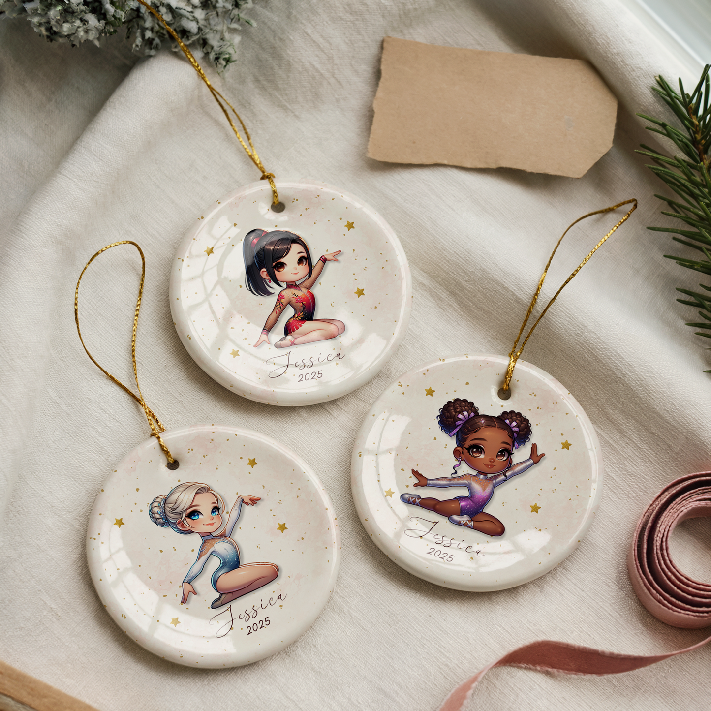 Personalized Gymnastics Ornament – Custom Gymnast Christmas Ornament for Girls – Rhythmic Gymnast Gift – Gymnastics Team Keepsake 2025