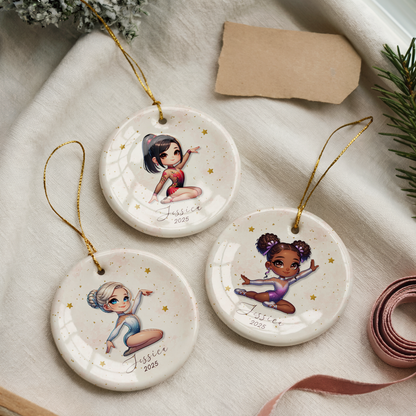 Personalized Gymnastics Ornament – Custom Gymnast Christmas Ornament for Girls – Rhythmic Gymnast Gift – Gymnastics Team Keepsake 2025