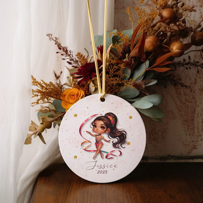 Personalized Gymnastics Ornament – Custom Gymnast Christmas Ornament for Girls – Rhythmic Gymnast Gift – Gymnastics Team Keepsake 2025