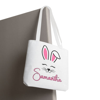 Personalized Easter Bunny Tote Bag – Custom Name Bag for Kids