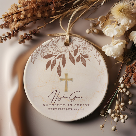 Personalized Baptism Ornament – Custom “Baptized in Christ” Keepsake with Child’s Name & Date – Christian Christening Gift