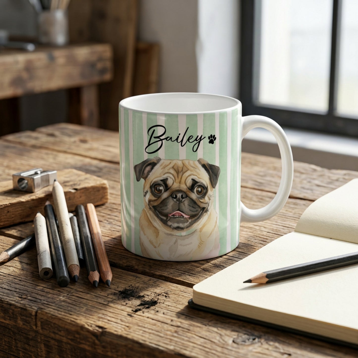 Custom Pet Mug from Photo Personalized Pet Portrait Mug Gift for Dog Lovers Ceramic Coffee Mug