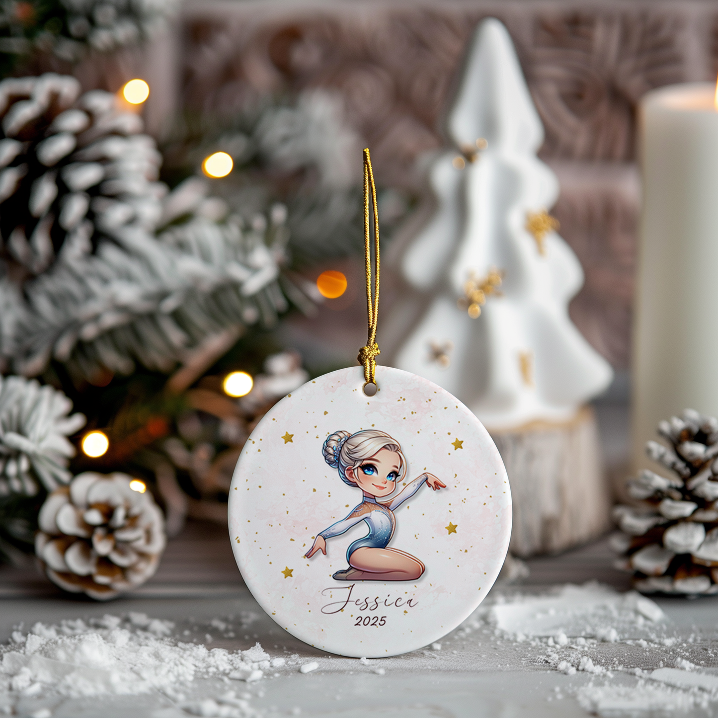 Personalized Gymnastics Ornament – Custom Gymnast Christmas Ornament for Girls – Rhythmic Gymnast Gift – Gymnastics Team Keepsake 2025