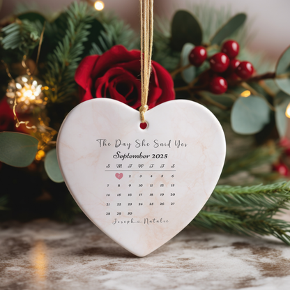 Personalized Engagement Ornament – Custom Photo & Proposal Date Keepsake – Our First Christmas Engaged Gift