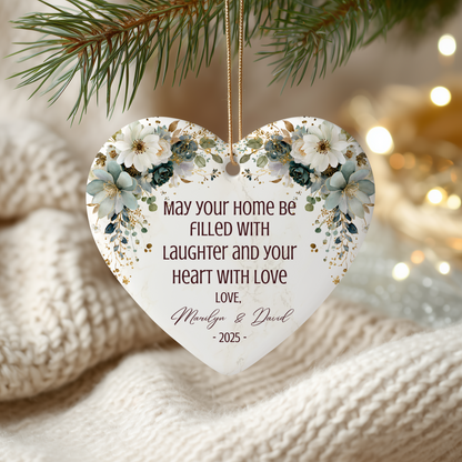 Personalized Married Ornament – Custom Newlywed Ornament with Names & Year – “May Your Home Be Filled with Laughter and Love” Wedding Gift Keepsake