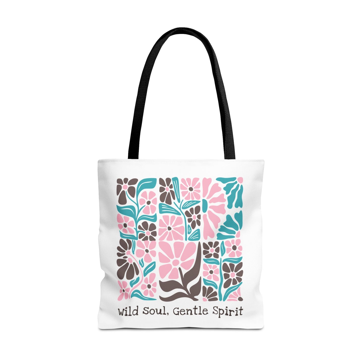 🛍️ Wild Soul, Gentle Spirit – Boho Floral Tote Bag  – Available in 3 Sizes & 2 Handle Colors
