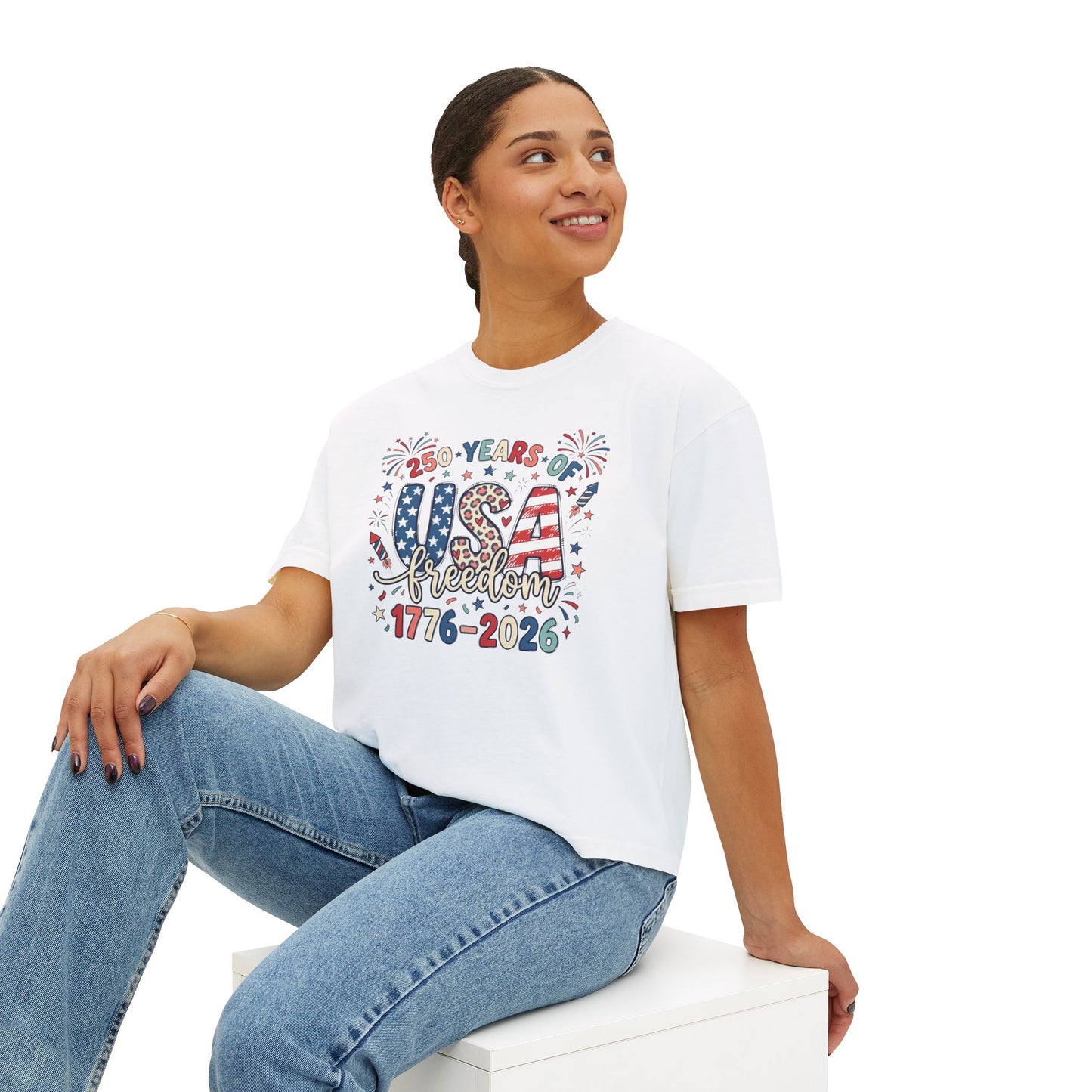 USA Freedom 250th Anniversary Women's Boxy Tee