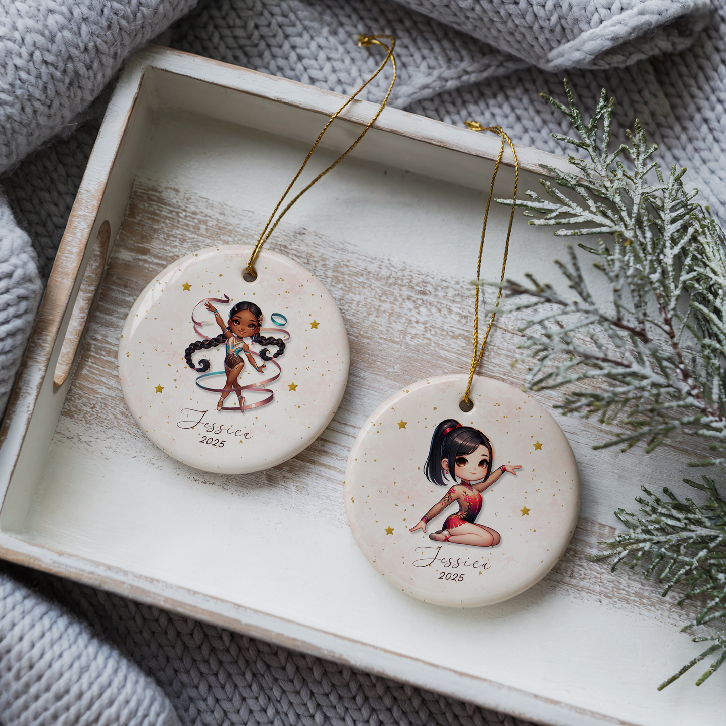 Personalized Gymnastics Ornament – Custom Gymnast Christmas Ornament for Girls – Rhythmic Gymnast Gift – Gymnastics Team Keepsake 2025