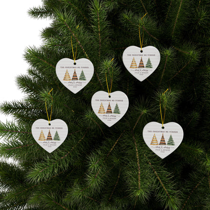 Personalized First Christmas Married Ornament – Custom Heart Ornament with Names & Year – Mr & Mrs Newlywed Christmas Keepsake