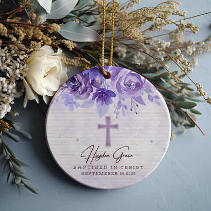 Personalized Baptism Ornament – Custom “Baptized in Christ” Keepsake with Child’s Name & Date – Christian Christening Gift