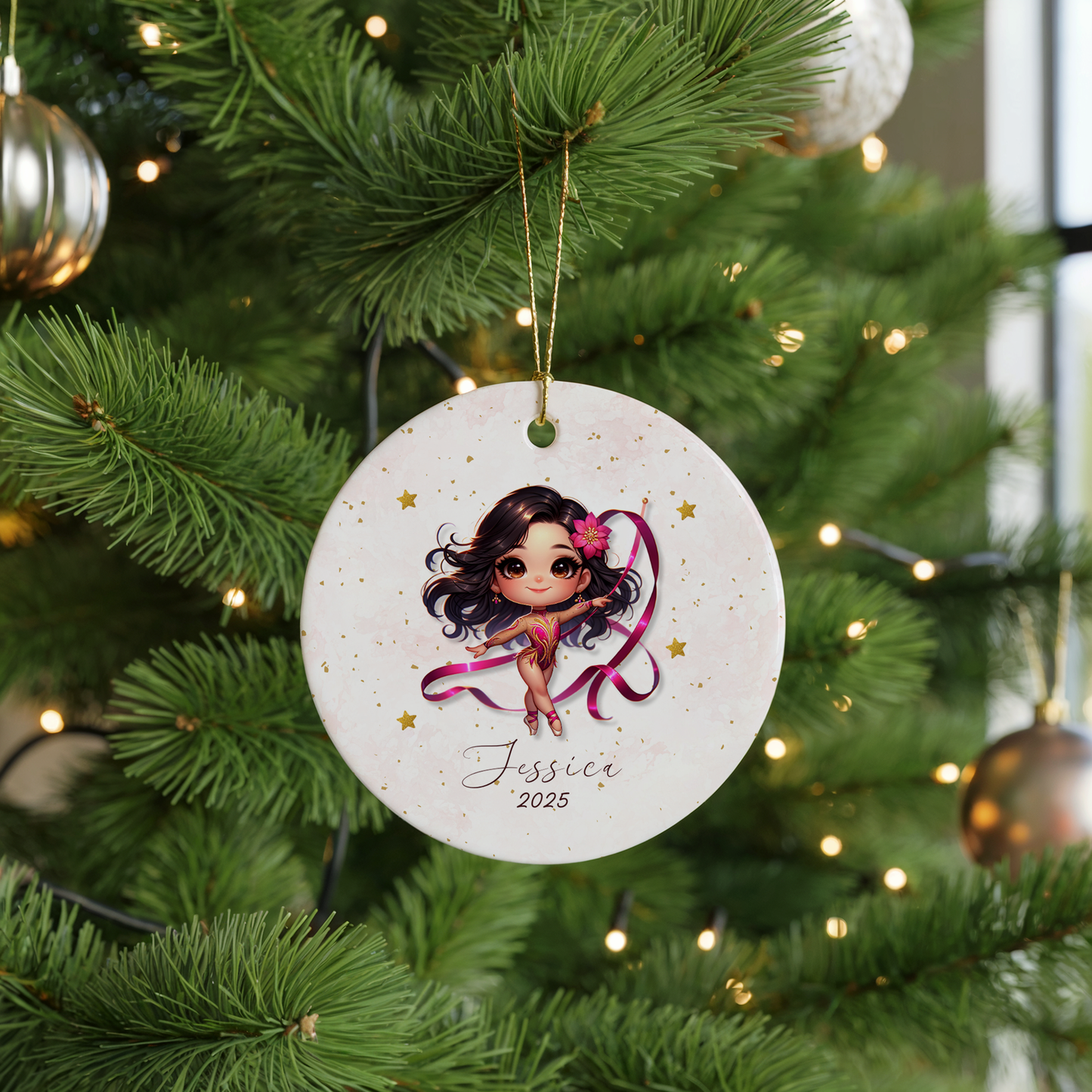 Personalized Gymnastics Ornament – Custom Gymnast Christmas Ornament for Girls – Rhythmic Gymnast Gift – Gymnastics Team Keepsake 2025