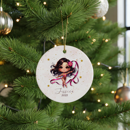 Personalized Gymnastics Ornament – Custom Gymnast Christmas Ornament for Girls – Rhythmic Gymnast Gift – Gymnastics Team Keepsake 2025