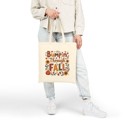 Bumpin Through Fall Tote Bag – Cute Pregnancy Announcement Autumn Pumpkin Tote – Fall Maternity Baby Shower Gift